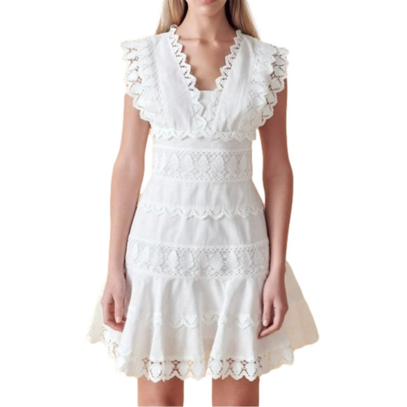 Endless Rose Dresses & Skirts - Tiered Lace Flounce Fairy Mini Dress Feminine Boho Engagement Coquette Cottage